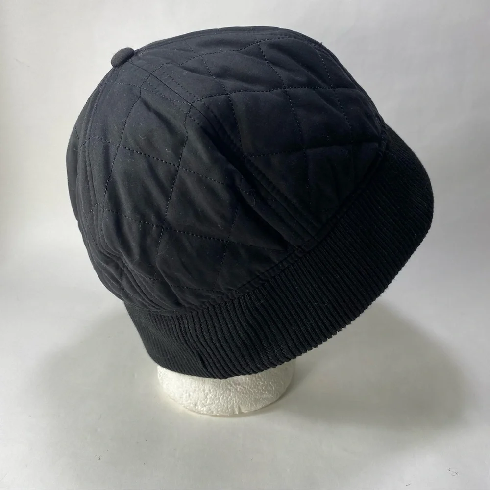 Paul Galvin Black Quilted Ribbed Cap One Size